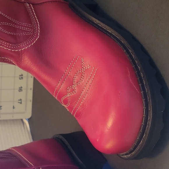 JOHN FLUEVOG "COWBOY HIGH" RED  BOOTS. WOMAN'S SIZE 9. EXCELLENT USED COND. - Picture 6 of 12